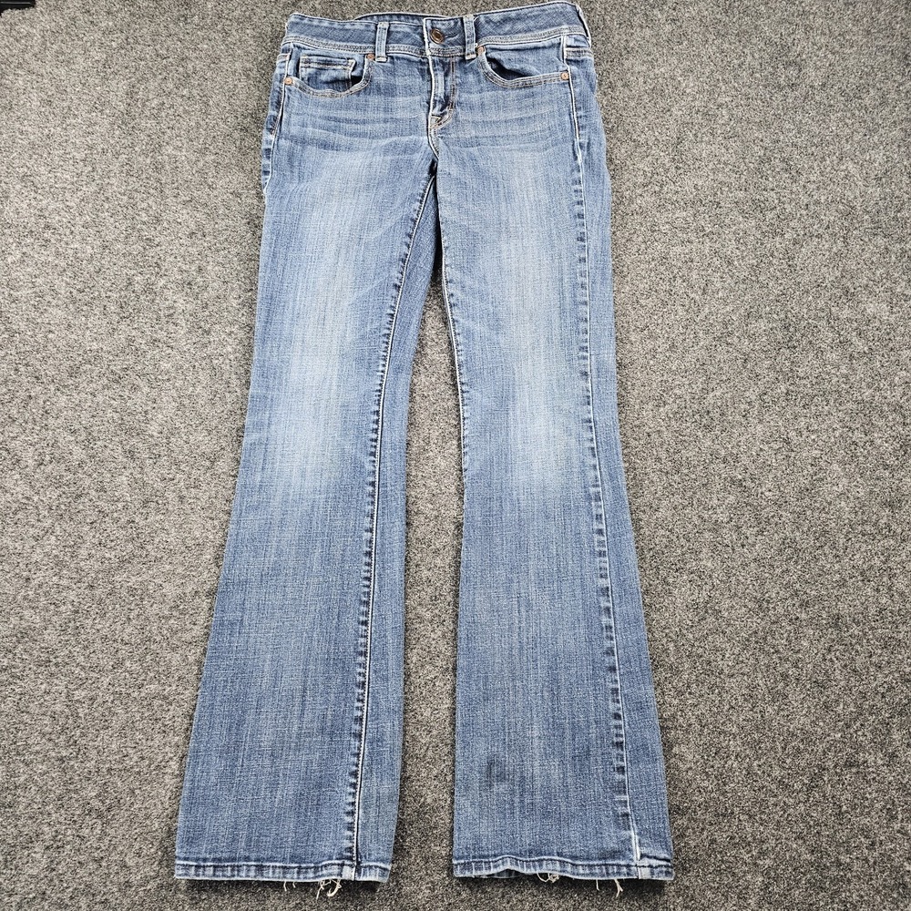 American Eagle Original Boot Jeans Womens 8 Long Stretch Bootcut Blue Denim - Picture 1 of 9